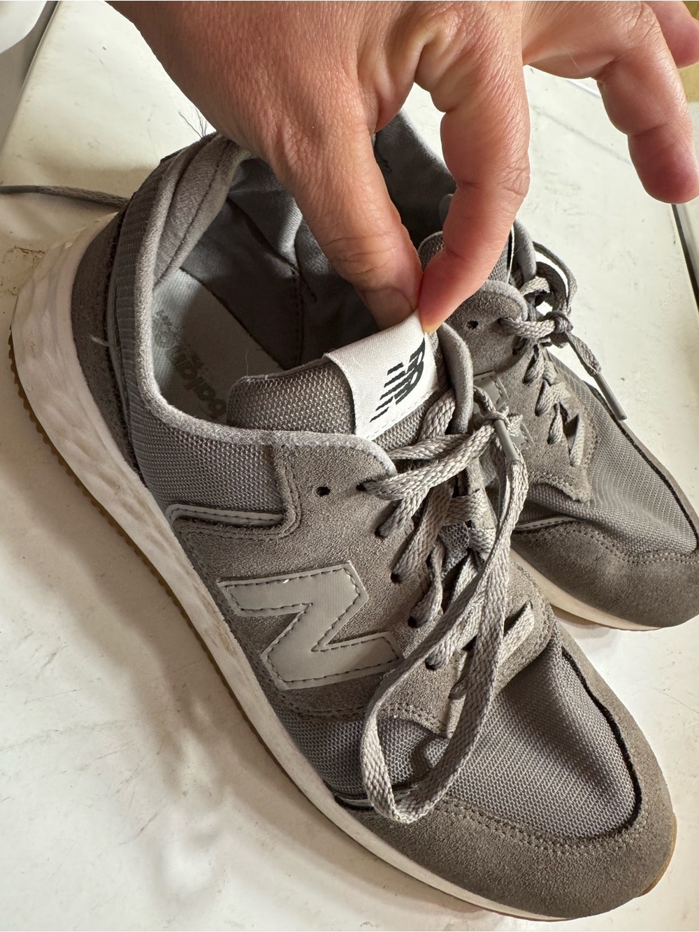 New Balance Men's Gray Suede & Mesh Sneaker